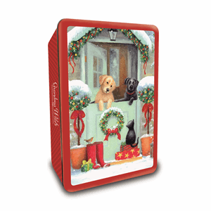 Grandma Wild's Embossed  Puppies at the Door Tin 300g Image