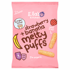 Ella's Kitchen Organic Strawberry and Banana Melty Puffs Baby Snack 6+ Months 20g Image