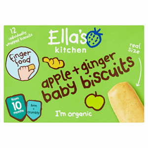 Ella's Kitchen Organic Apple and Ginger Baby Biscuits Multipack Snack 10+ Months 12 x 9g Image