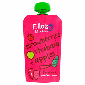 Ella's Kitchen Organic Strawberries, Rhubarb and Apples Baby Pouch 4+ Months 120g Image