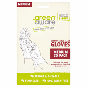 GreenAware Compostable Clear Gloves - Medium 20 Pack Image