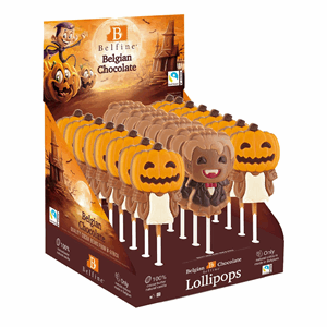 Belfine Pumpkin & Vampire Chocolate Lollipops 25g Image