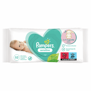 Pampers Sensitive Baby Wipes 1 Pack = 52 Baby Wet Wipes Image