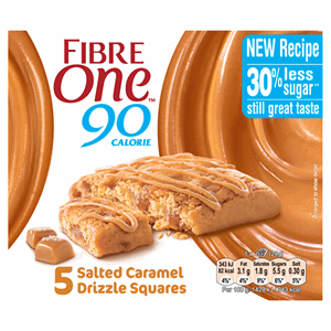 Fibre One 90 Calorie Salted Caramel High Fibre Cake Squares 5 x 24g Image